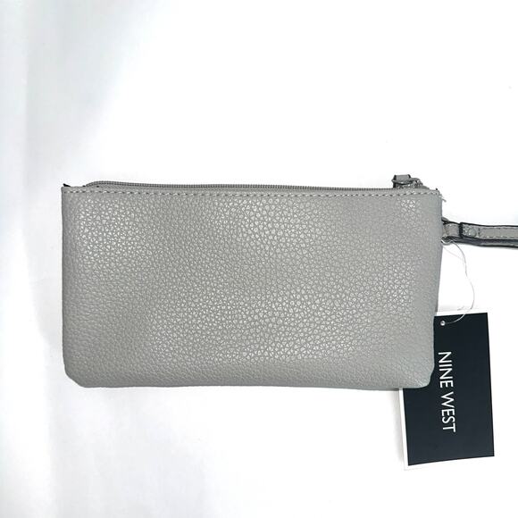 Nine West Sierra Tote Handbag with Matching Wallet Gray Navy Leather Purse NWT - Picture 14 of 16